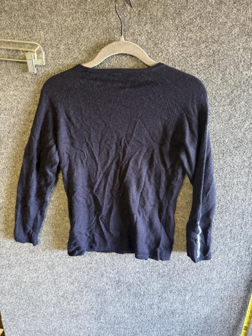 Hilfiger Sweater Womens XS Blue Lightweight Silk Cashmere 3/4 Raglan Knit - Picture 3 of 5